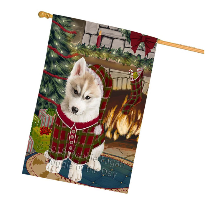 The Stocking was Hung Siberian Husky Dog House Flag FLG56056