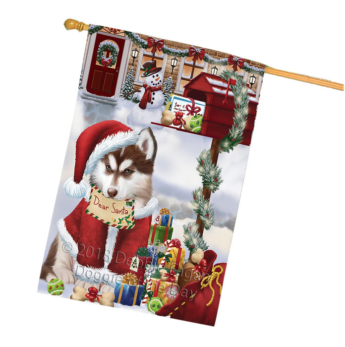 Siberian Husky Dog Dear Santa Letter Christmas Holiday Mailbox House Flag FLG54131