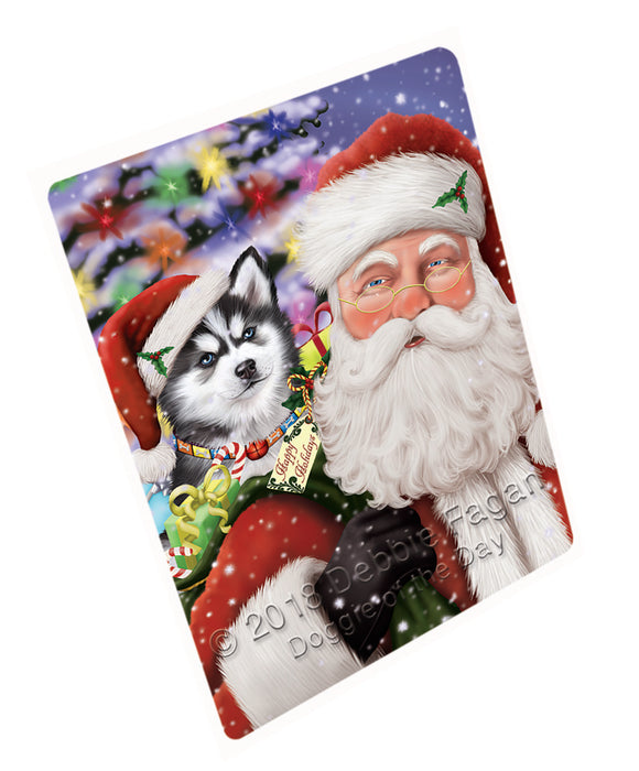 Santa Carrying Siberian Husky Dog and Christmas Presents Large Refrigerator / Dishwasher Magnet RMAG85020