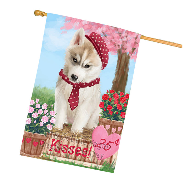 Rosie 25 Cent Kisses Siberian Husky Dog House Flag FLG56924