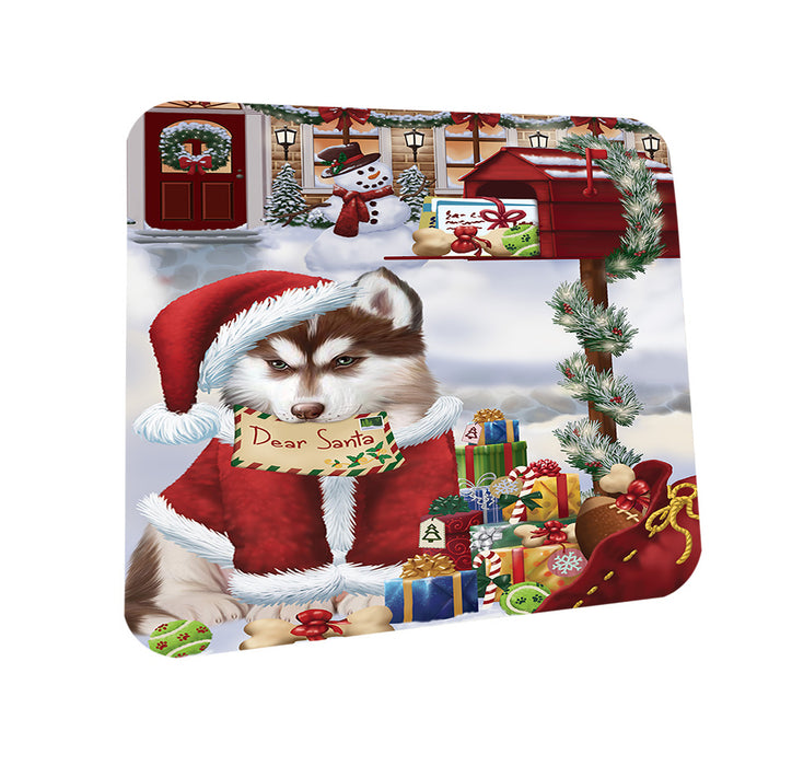 Siberian Husky Dog Dear Santa Letter Christmas Holiday Mailbox Coasters Set of 4 CST53891