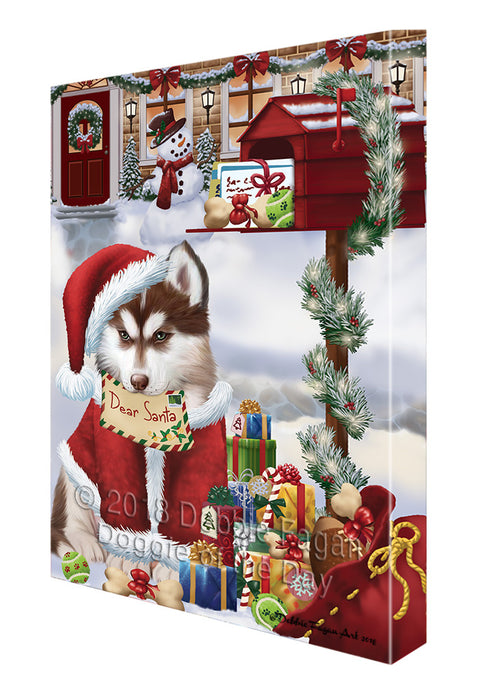 Siberian Husky Dog Dear Santa Letter Christmas Holiday Mailbox Canvas Print Wall Art Décor CVS103247