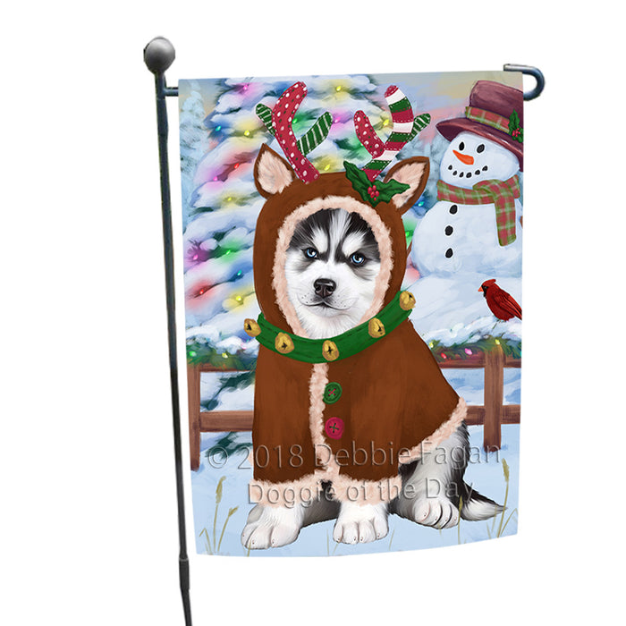Christmas Gingerbread House Candyfest Siberian Husky Dog Garden Flag GFLG57193