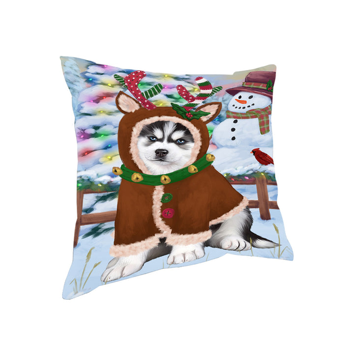 Christmas Gingerbread House Candyfest Siberian Husky Dog Pillow PIL80552