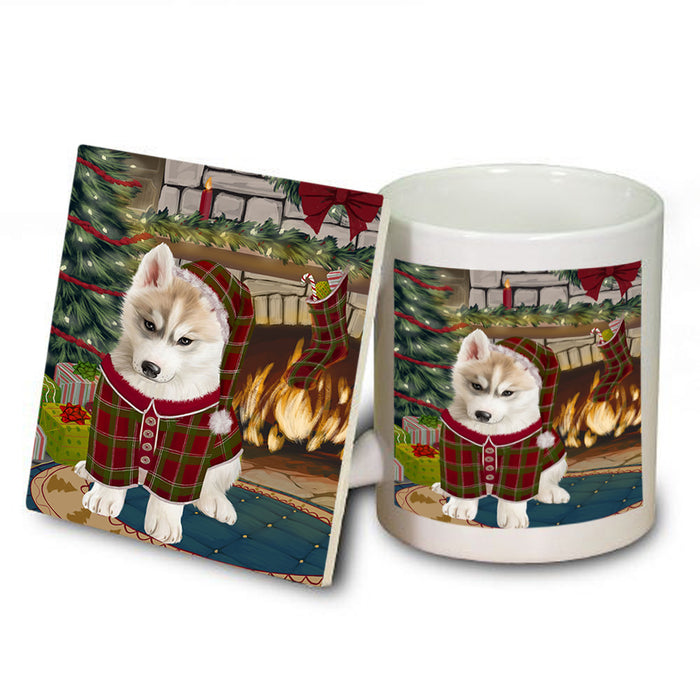 The Stocking was Hung Siberian Husky Dog Mug and Coaster Set MUC55619