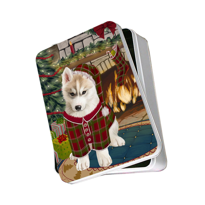 The Stocking was Hung Siberian Husky Dog Photo Storage Tin PITN55570