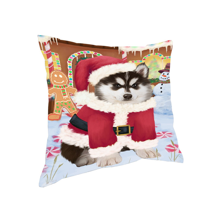 Christmas Gingerbread House Candyfest Siberian Husky Dog Pillow PIL80556