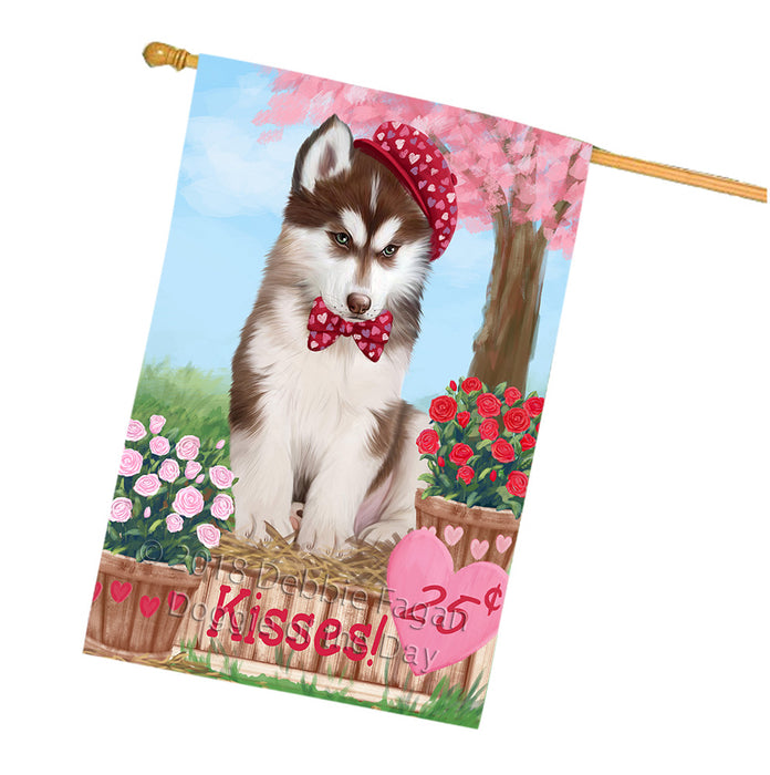 Rosie 25 Cent Kisses Siberian Husky Dog House Flag FLG56925