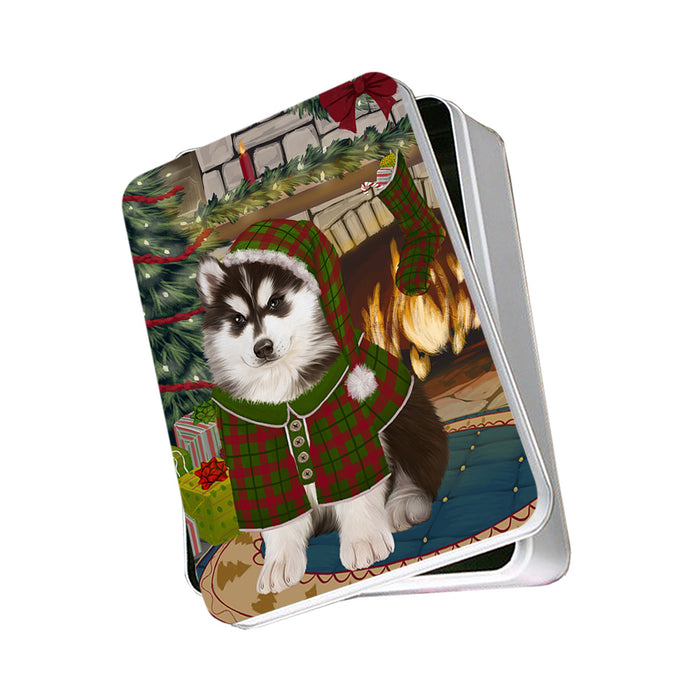 The Stocking was Hung Siberian Husky Dog Photo Storage Tin PITN55571