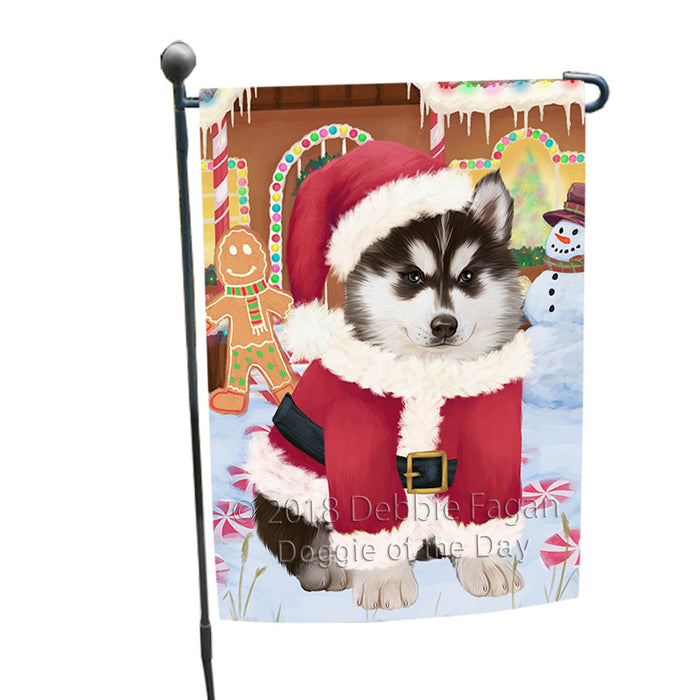 Christmas Gingerbread House Candyfest Siberian Husky Dog Garden Flag GFLG57194