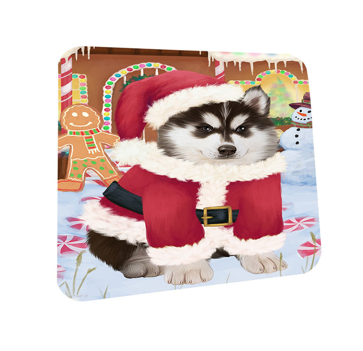 Christmas Gingerbread House Candyfest Siberian Husky Dog Coasters Set of 4 CST56524