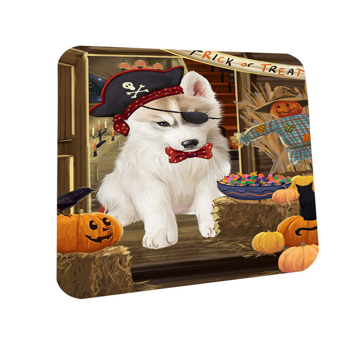 Enter at Own Risk Trick or Treat Halloween Siberian Huskie Dog Coasters Set of 4 CST53259