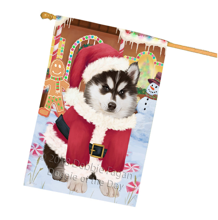 Christmas Gingerbread House Candyfest Siberian Husky Dog House Flag FLG57250