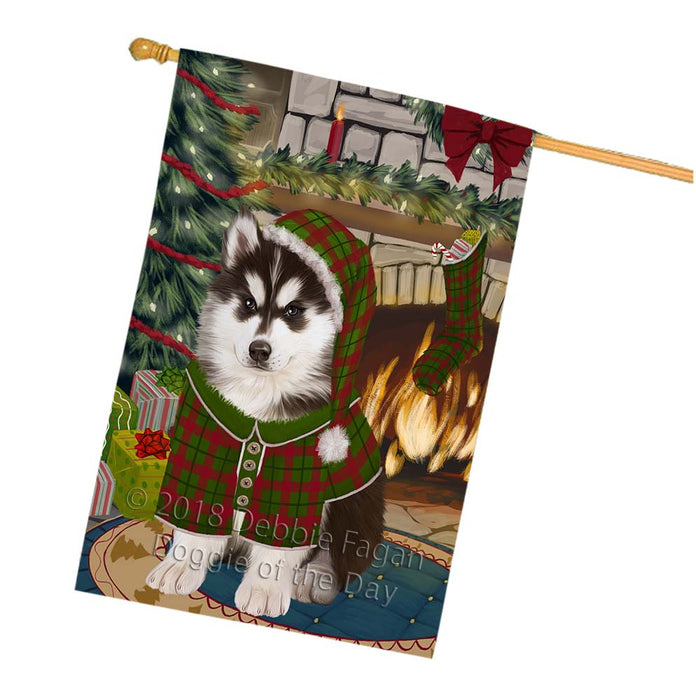 The Stocking was Hung Siberian Husky Dog House Flag FLG56057