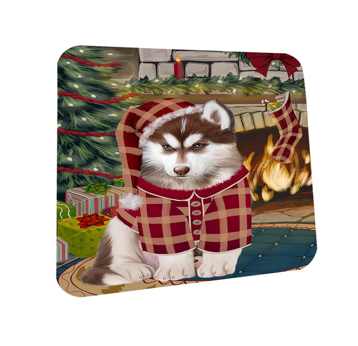 The Stocking was Hung Siberian Husky Dog Coasters Set of 4 CST55587
