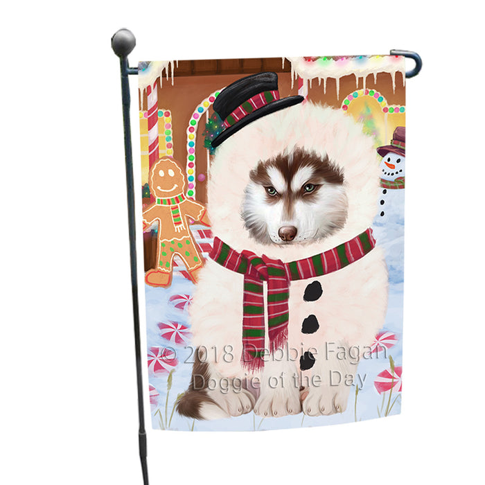 Christmas Gingerbread House Candyfest Siberian Husky Dog Garden Flag GFLG57195