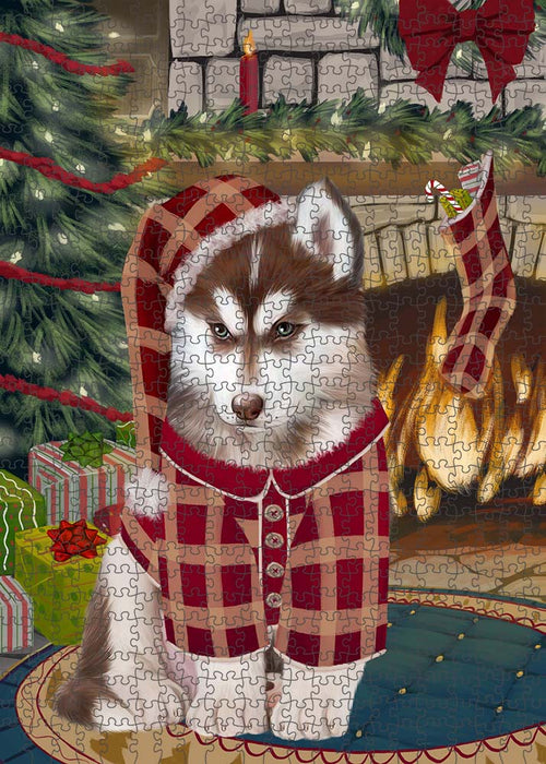 The Stocking was Hung Siberian Husky Dog Puzzle with Photo Tin PUZL90720