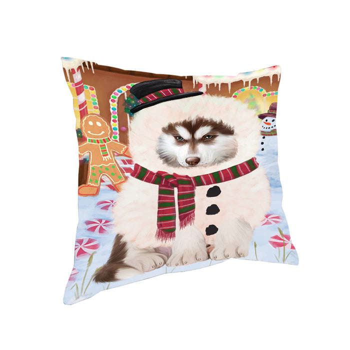 Christmas Gingerbread House Candyfest Siberian Husky Dog Pillow PIL80560