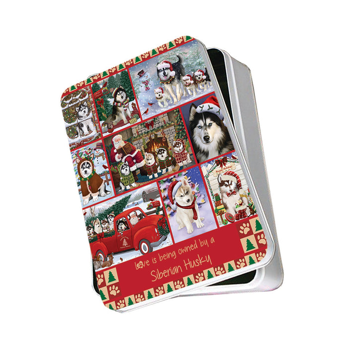 Love is Being Owned Christmas Siberian Husky Dogs Photo Storage Tin PITN57202