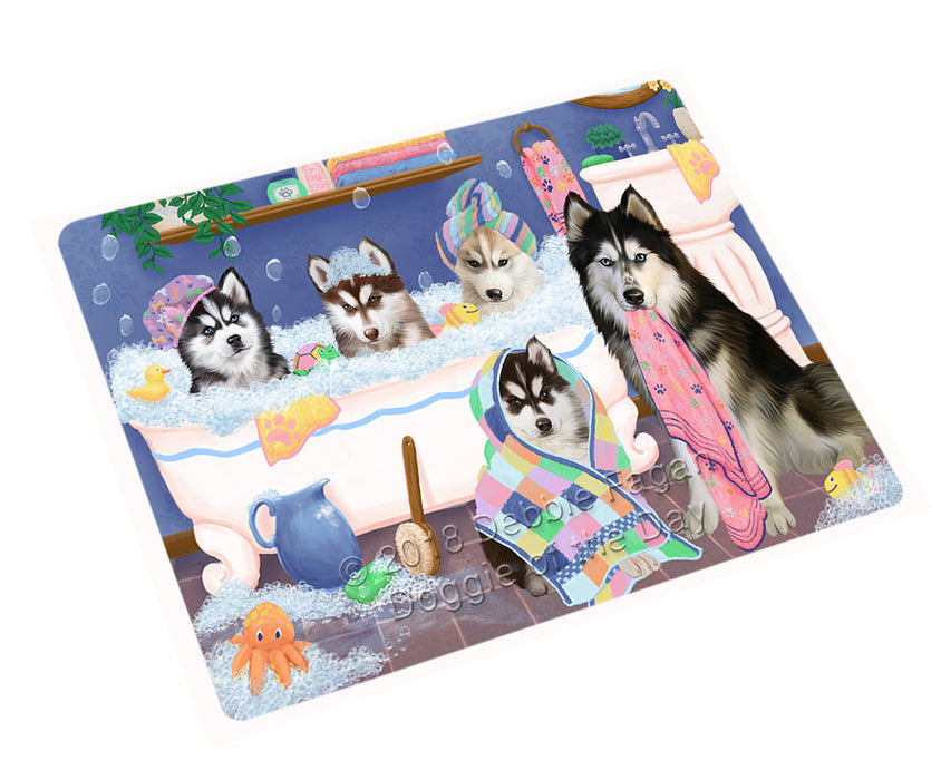 Rub A Dub Dogs In A Tub Siberian Huskies Dog Cutting Board C75618