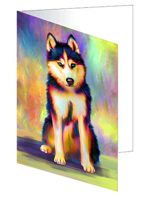 Paradise Wave Siberian Husky Dog Handmade Artwork Assorted Pets Greeting Cards and Note Cards with Envelopes for All Occasions and Holiday Seasons GCD72761