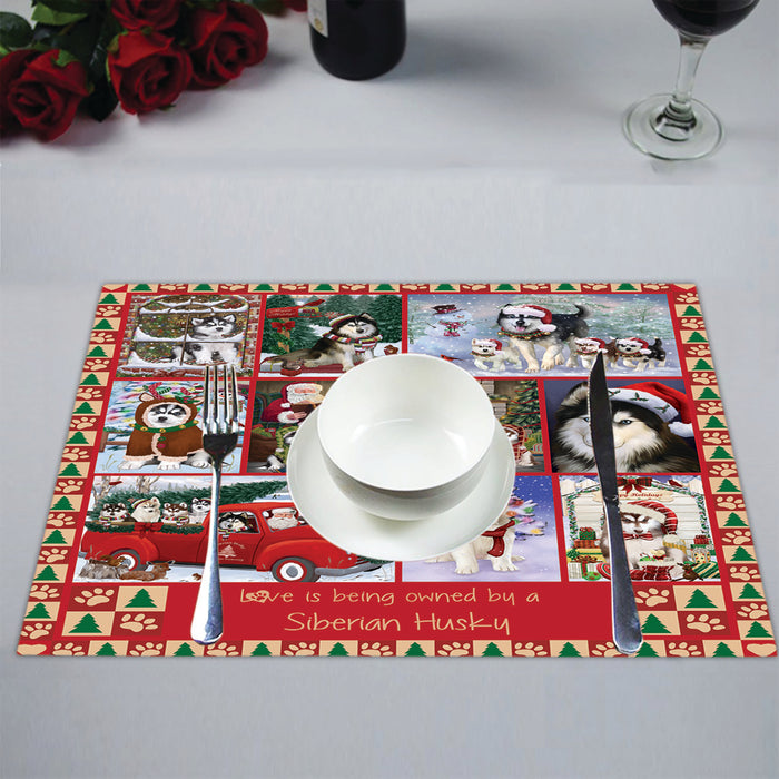 Love is Being Owned Christmas Siberian Husky Dogs Placemat