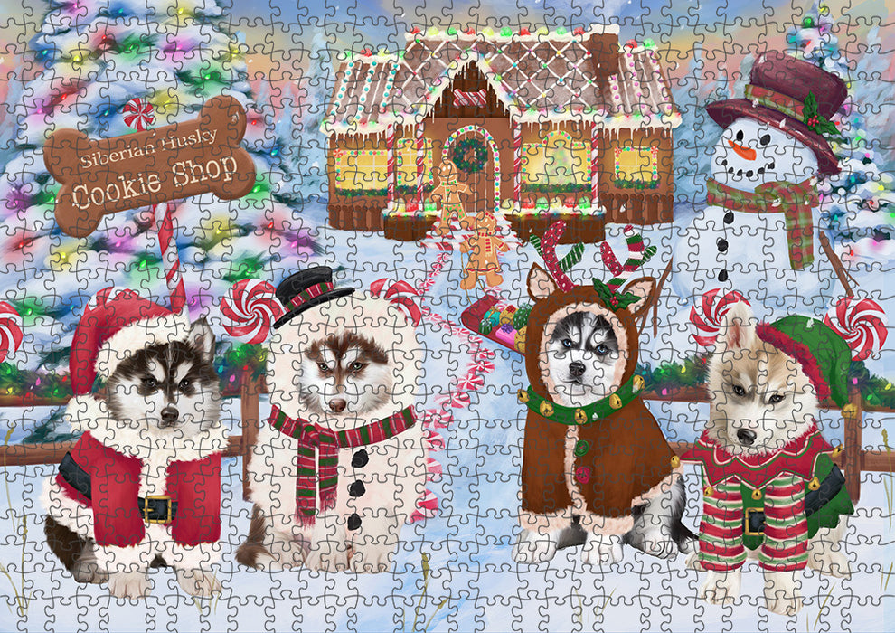 Holiday Gingerbread Cookie Shop Siberian Huskies Dog Puzzle  PUZL94696