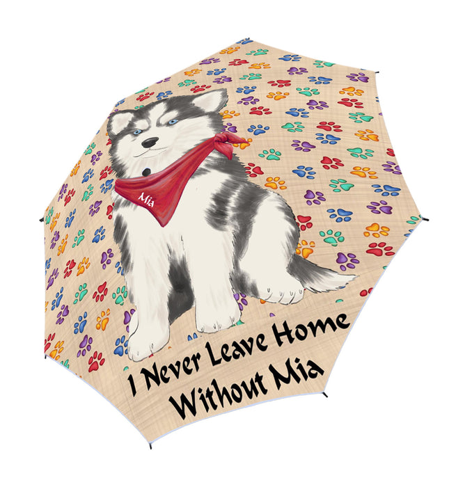 Custom Pet Name Personalized I never Leave Home Siberian Huskie Dog Semi-Automatic Foldable Umbrella