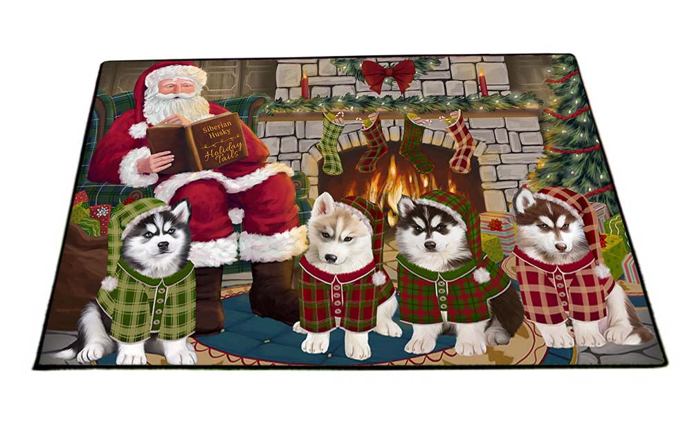 Christmas Cozy Holiday Tails Siberian Huskies Dog Floormat FLMS52767