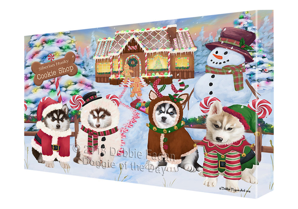 Holiday Gingerbread Cookie Shop Siberian Huskies Dog Canvas Print Wall Art Décor CVS131840