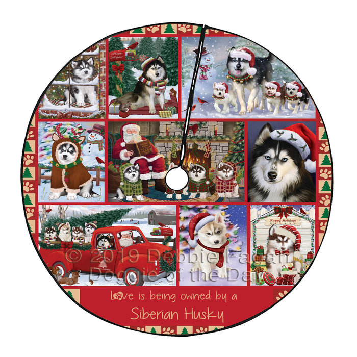Love is Being Owned Christmas Siberian Husky Dogs Tree Skirt