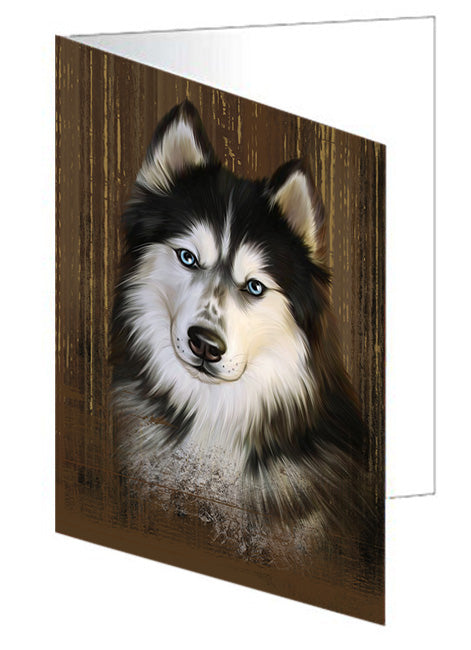 Rustic Siberian Husky Dog Handmade Artwork Assorted Pets Greeting Cards and Note Cards with Envelopes for All Occasions and Holiday Seasons GCD55517