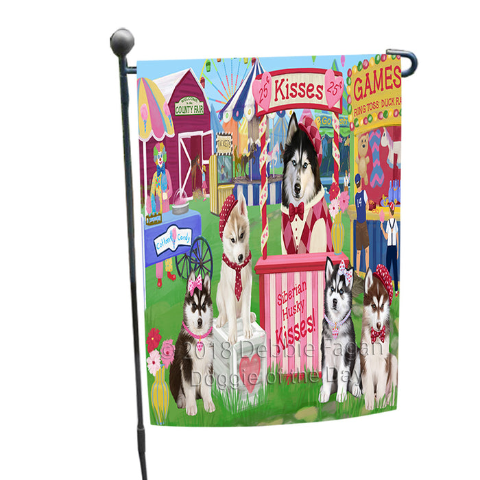 Carnival Kissing Booth Siberian Huskies Dog Garden Flag GFLG56590