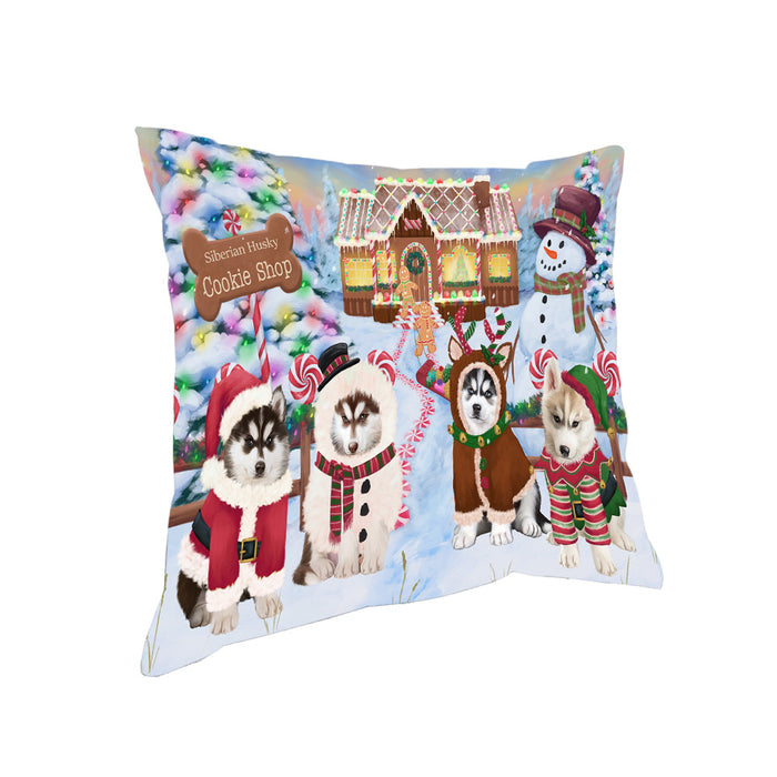 Holiday Gingerbread Cookie Shop Siberian Huskies Dog Pillow PIL80788