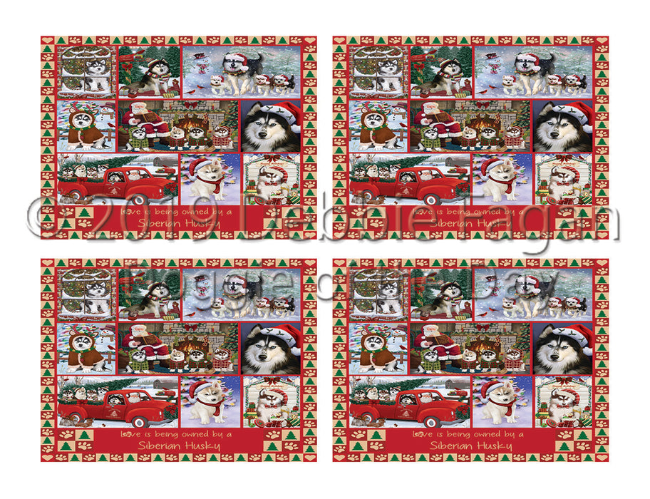 Love is Being Owned Christmas Siberian Husky Dogs Placemat
