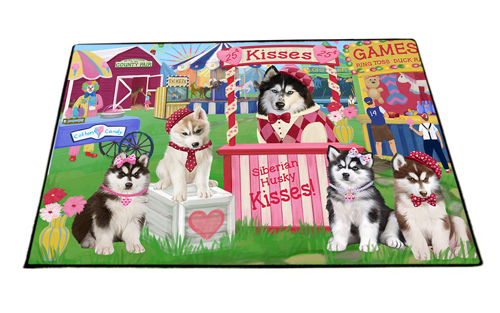 Carnival Kissing Booth Siberian Huskies Dog Floormat FLMS53055