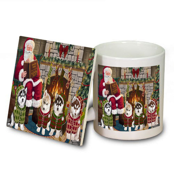 Christmas Cozy Holiday Tails Siberian Huskies Dog Mug and Coaster Set MUC55384