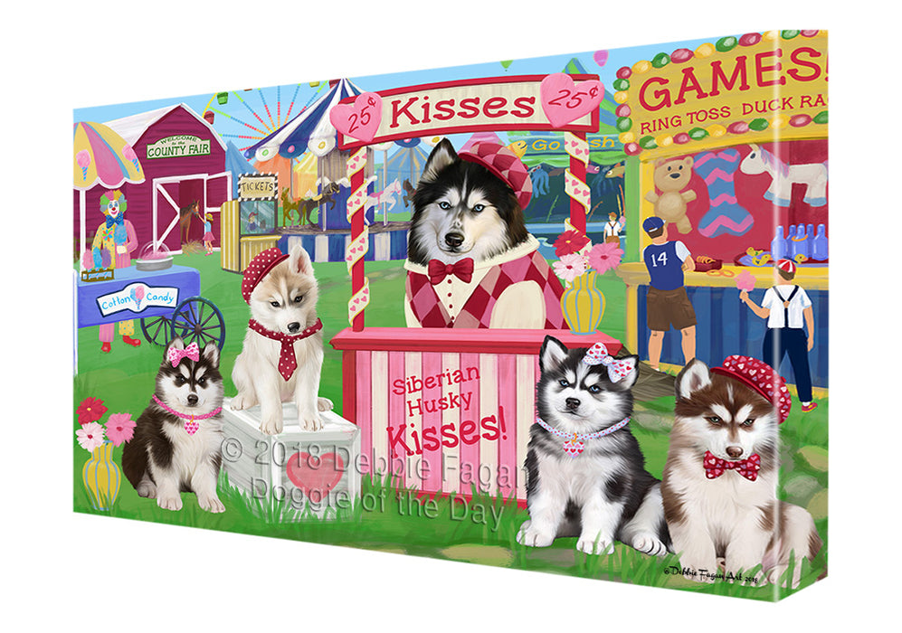 Carnival Kissing Booth Siberian Huskies Dog Canvas Print Wall Art Décor CVS126602