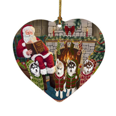 Christmas Cozy Holiday Tails Siberian Huskies Dog Heart Christmas Ornament HPOR55748