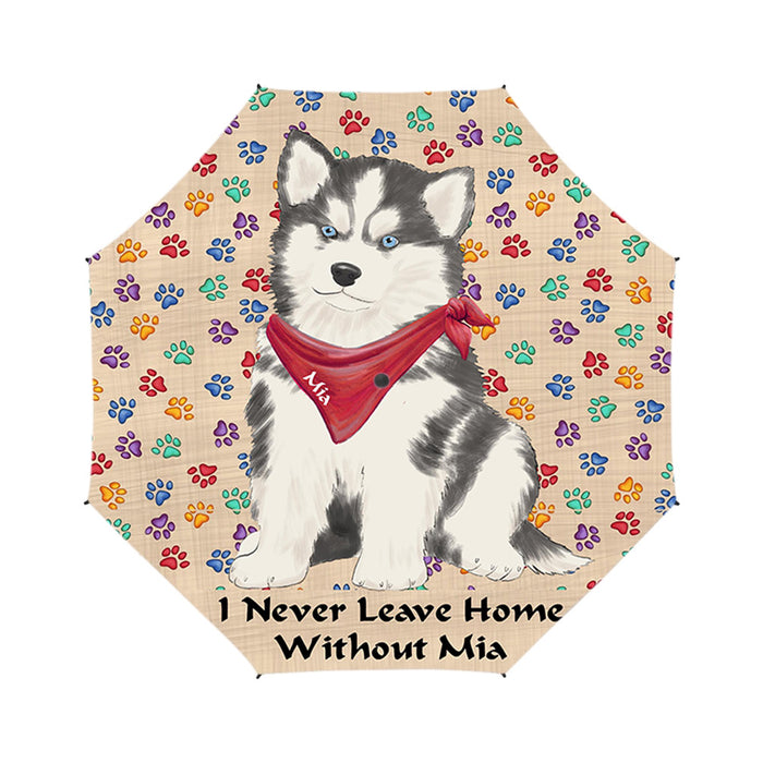 Custom Pet Name Personalized I never Leave Home Siberian Huskie Dog Semi-Automatic Foldable Umbrella