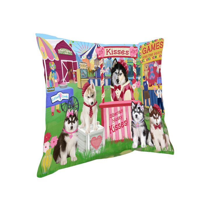 Carnival Kissing Booth Siberian Huskies Dog Pillow PIL78460