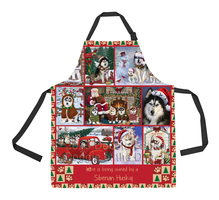 Love is Being Owned Christmas Siberian Husky Dogs Apron