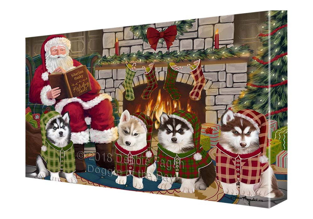 Christmas Cozy Holiday Tails Siberian Huskies Dog Canvas Print Wall Art Décor CVS118457