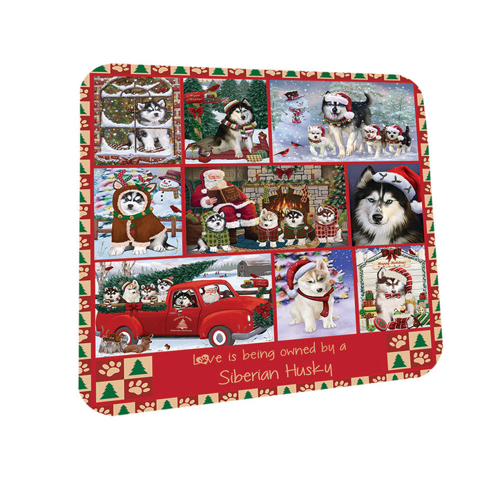 Love is Being Owned Christmas Siberian Husky Dogs Coasters Set of 4 CST57217