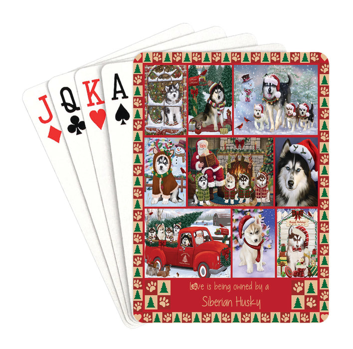 Love is Being Owned Christmas Siberian Husky Dogs Playing Card Decks