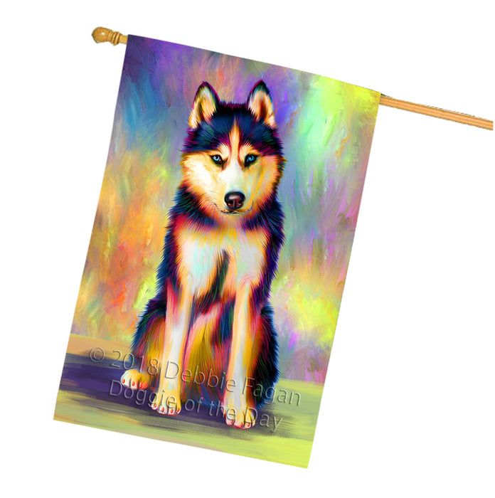 Paradise Wave Siberian Husky Dog House Flag FLG56766