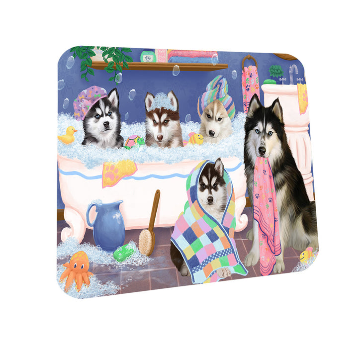 Rub A Dub Dogs In A Tub Siberian Huskies Dog Coasters Set of 4 CST56785