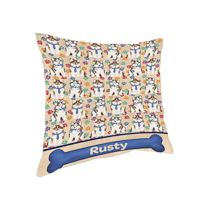 Rainbow Paw Print Siberian Husky Dogs Pillow PIL84428