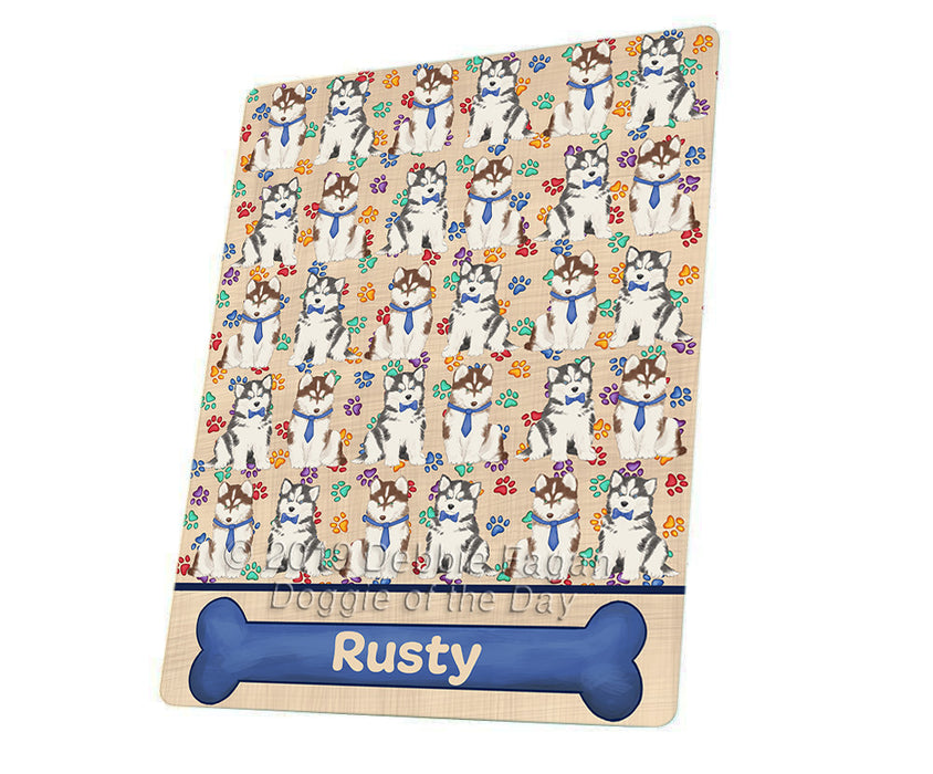 Rainbow Paw Print Siberian Husky Dogs Blanket BLNKT136560