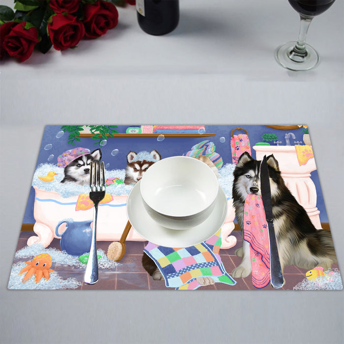 Rub A Dub Dogs In A Tub Siberian Husky Dogs Placemat